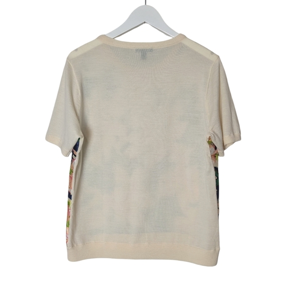 J.Crew Cove Floral Merino Wool Silk Short Sleeve Sweater Top Large Lightweight - Picture 4 of 8